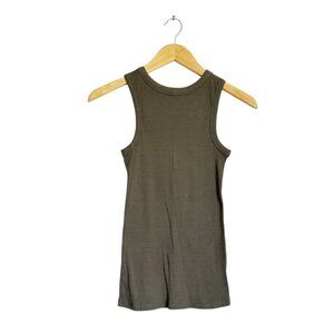 Maurices Women's Ribbed Crew Neck Tank Top in Olive/Taupe - Sz S